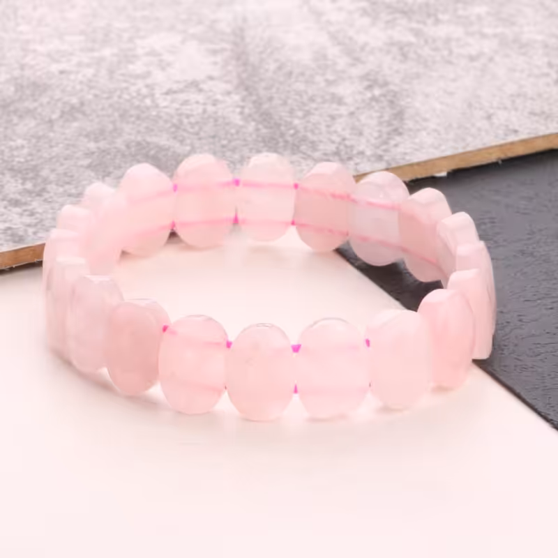 دستبند رزکوارتز پهن تراش جواهری