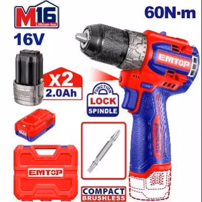 دریل شارژی براش لس 16 ولت 60 نیوتن ایمتاپ EMTOP مدل ECDL16682