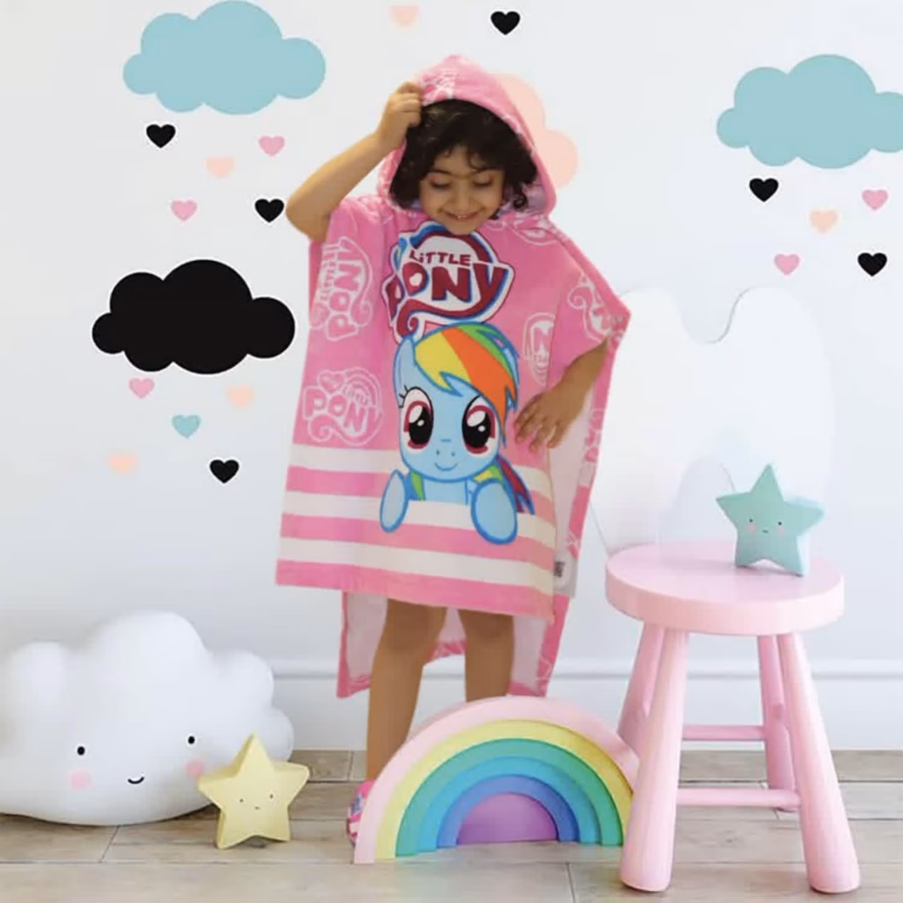 حوله پانچو پودایران طرح پانی صورتی سایز 70 آزاد (100درصد پنبه) ضد حساسیت