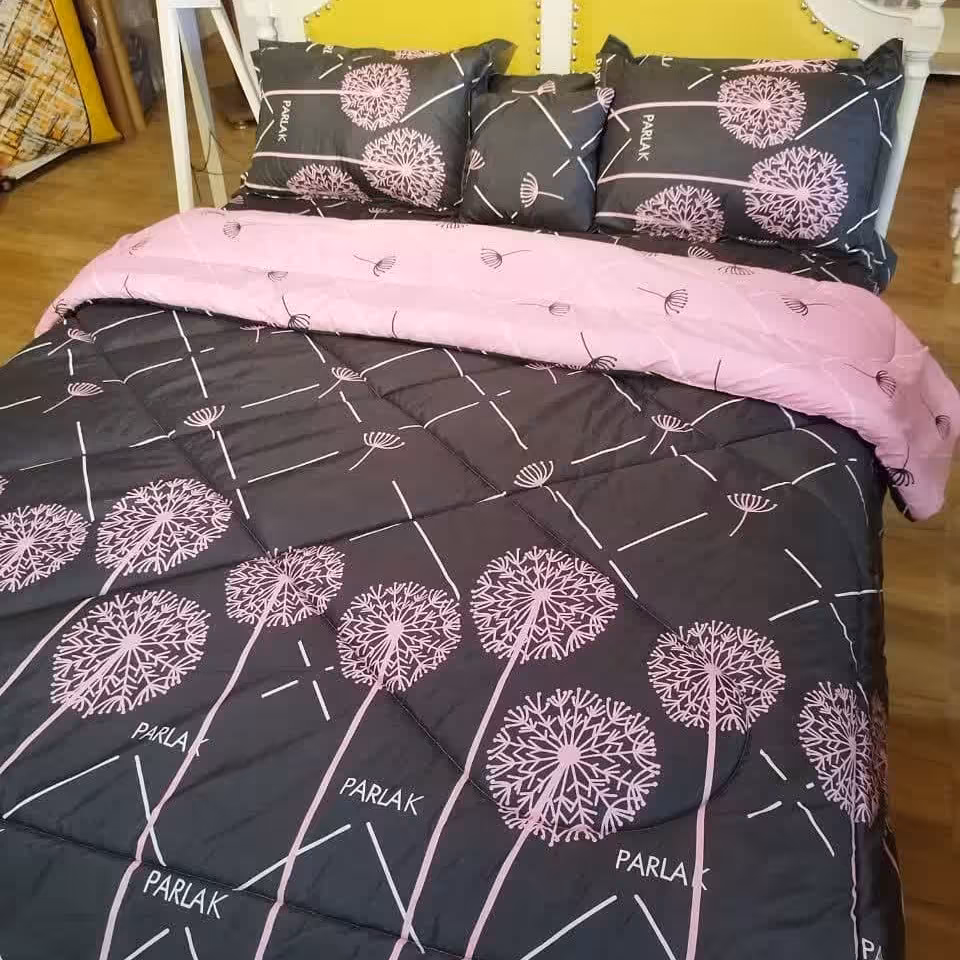 روتختی تکنفره 120 میکرو پنبه کد 362 دو رو طرح قاصدک طوسی صورتی