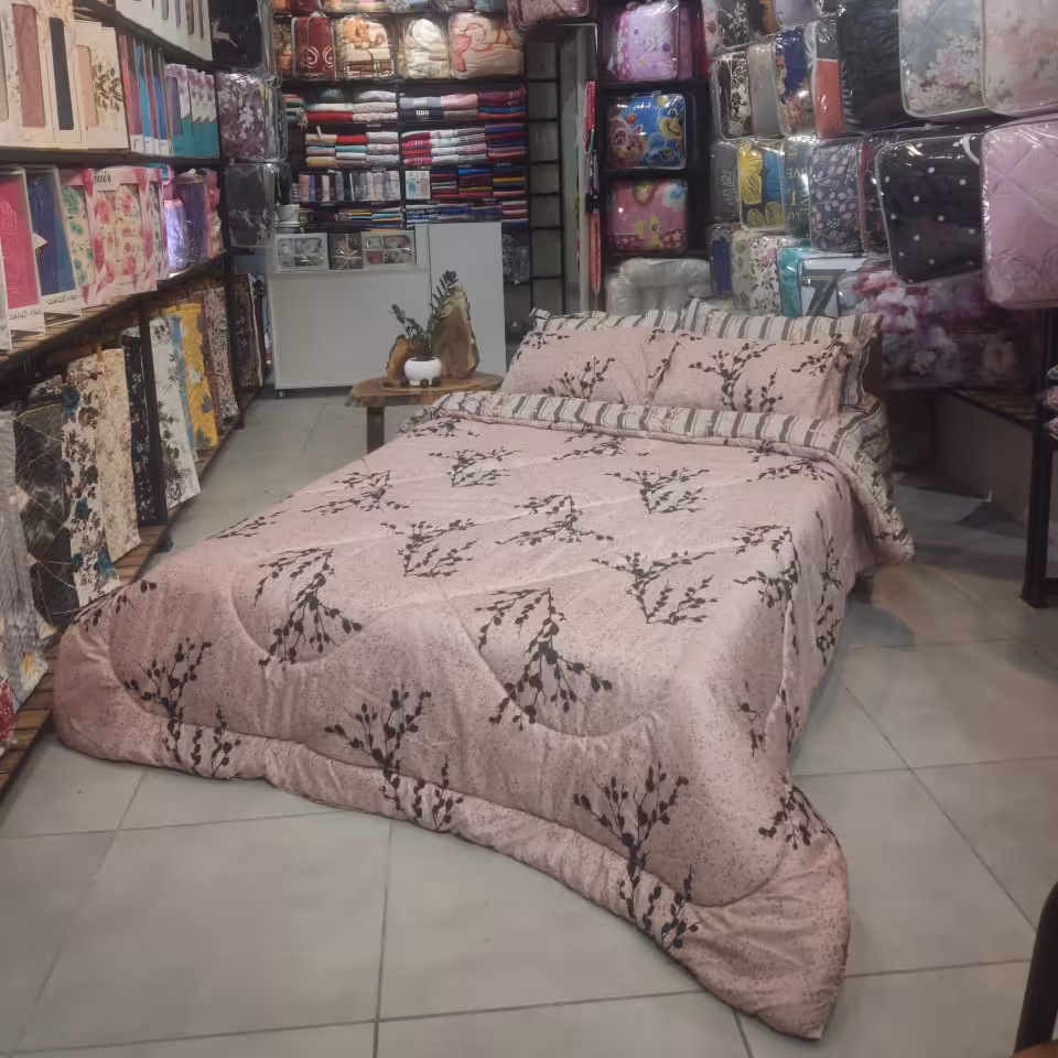 سرویس رو تختی دو نفره 6 تیکه دورو طرح شاخه درخت پاییزی  جنس میکرو فایبر  عالی