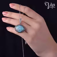 گردنبند زنانه نقره و فیروزه شجری آبی طرح سامیار کد 1340