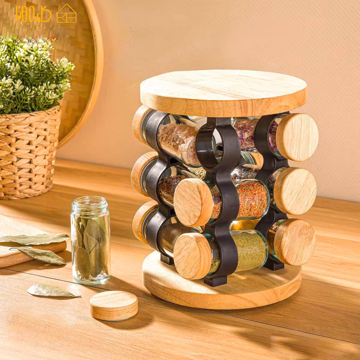 ست ادویه 12عددی چوبی لیمون