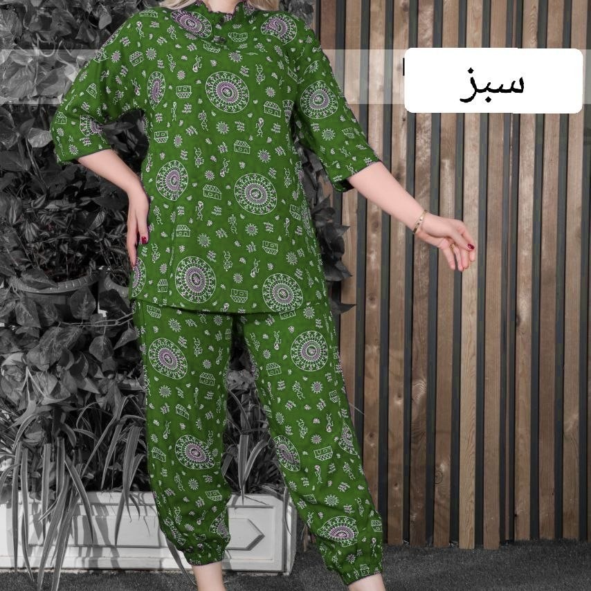 ست تیشرت شلوار نخی لستر جنس تمام نخ فری سایز از 38 تا 44
