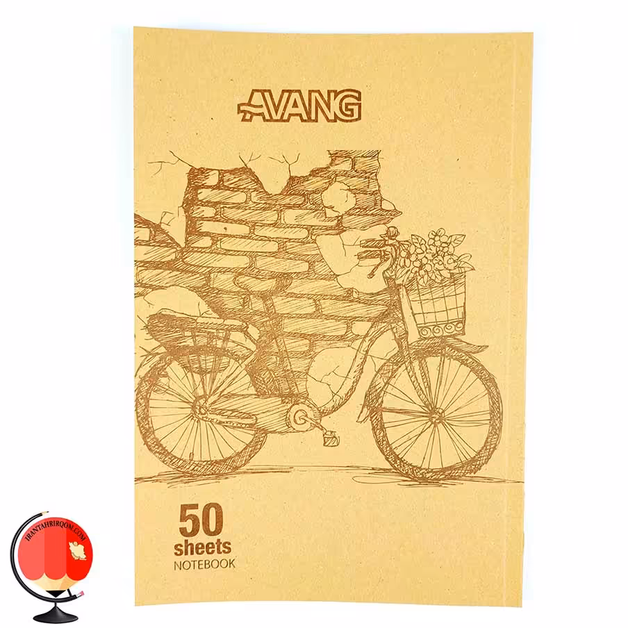 دفتر مشق 50 برگ جلد کرافت طرح دوچرخه آونگ