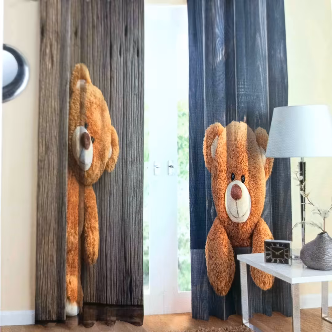 پرده اتاق کودک طرح تدی خرس پشمالو (پس کرایه)