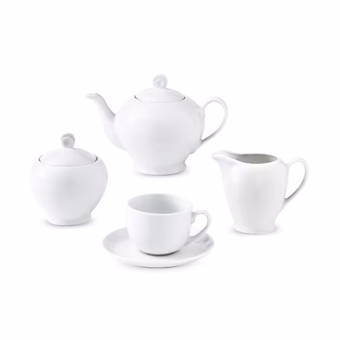 سرویس چینی زرین 6 نفره چای خوری سفید (17 پارچه)