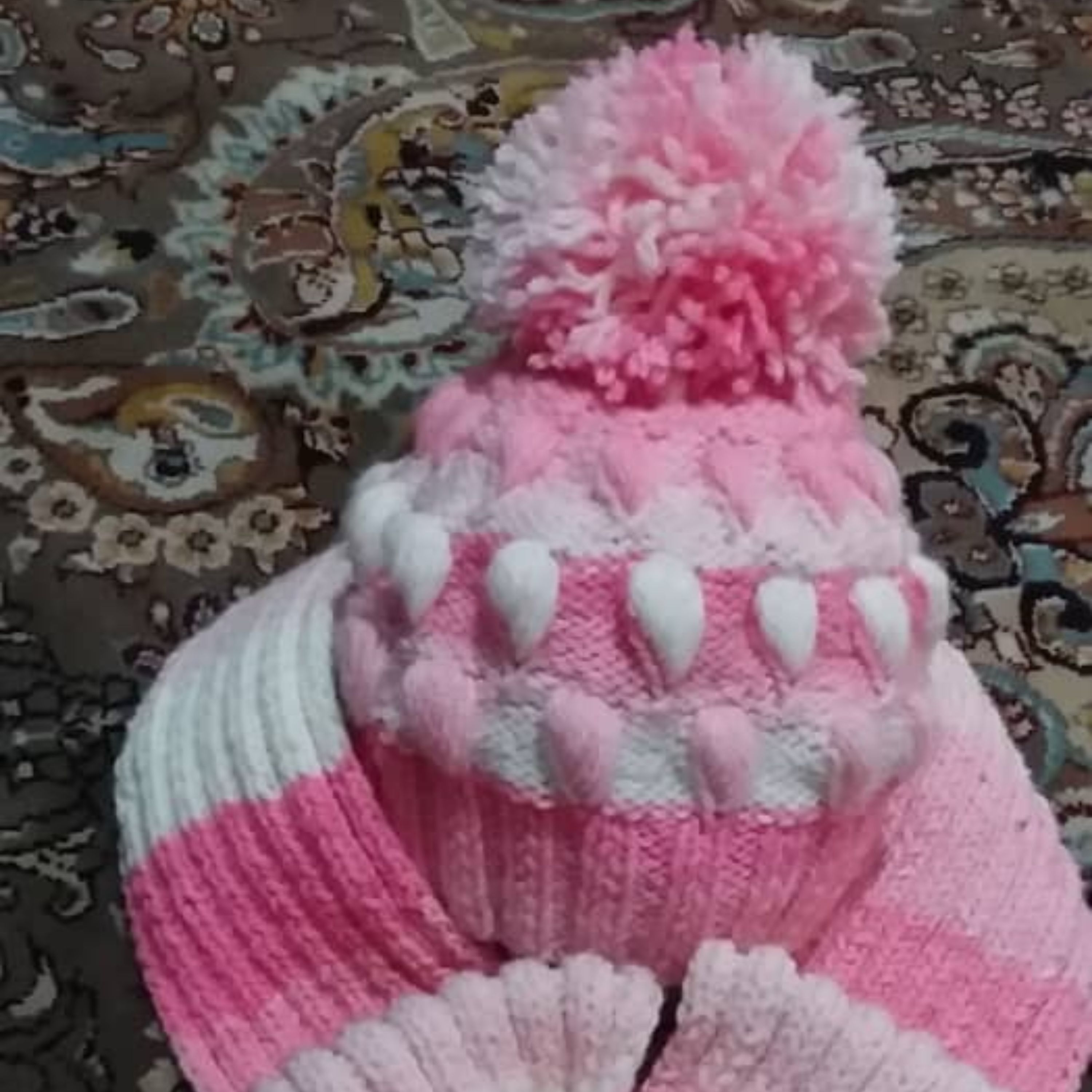 ست شال و کلاه کودک و بزرگسال شال و کلاه دستباف بافتنی