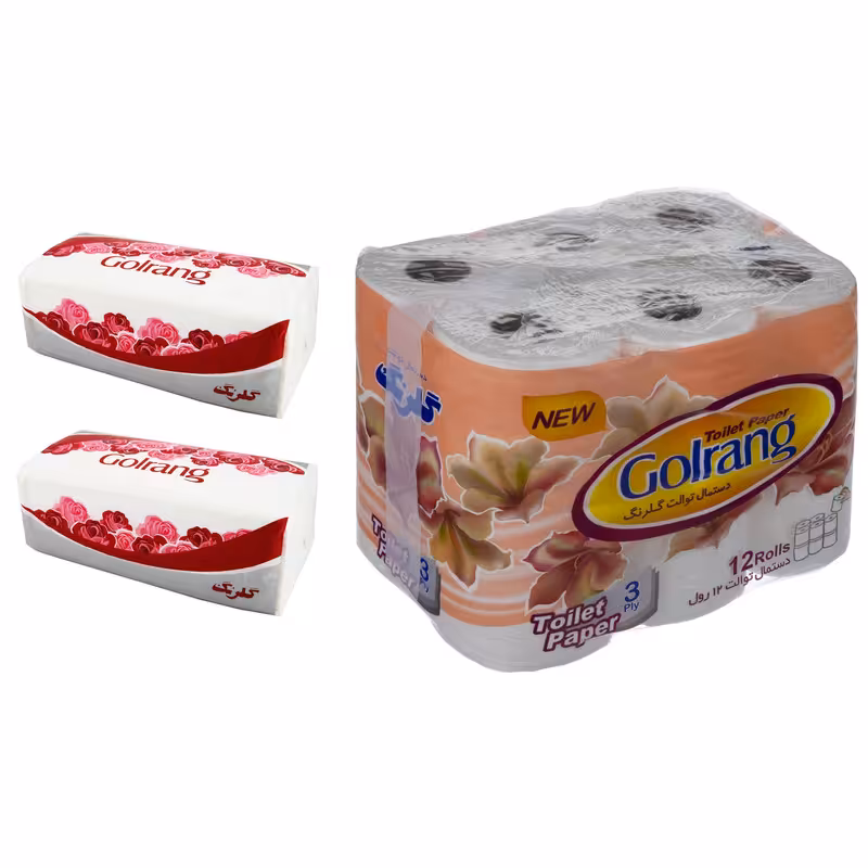 دستمال توالت و دستمال کاغذی گلرنگ مدل T1 مجموعه 3 عددی