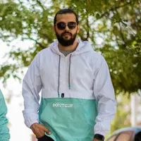 هودی مردانه D111 برساد رنگ سفید-سبز سایز L