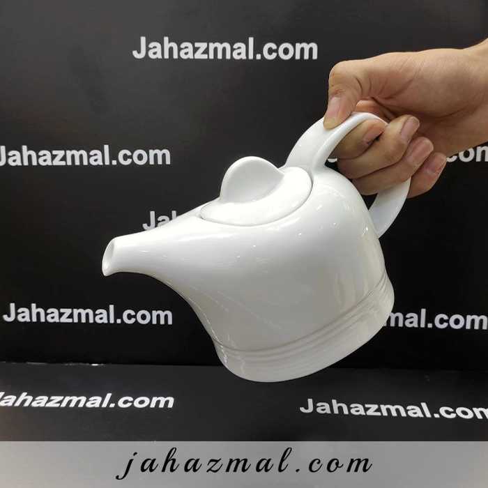 قوری چای خوری 2 فنجان هتلی سفید چینی زرین