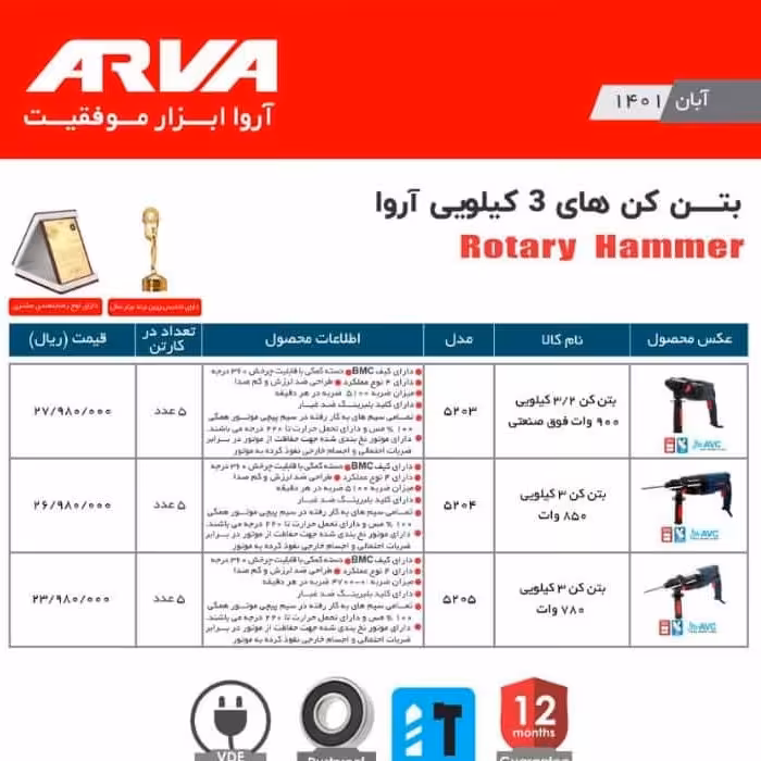 بتن کن 3 کیلوی 800 وات اروا 5272