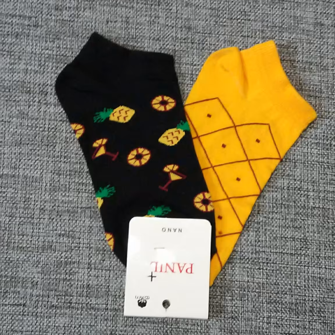 جوراب نخی مچ پایی بادوام و زیبا فری سایز برند پانیل طرح آناناس تا به تا