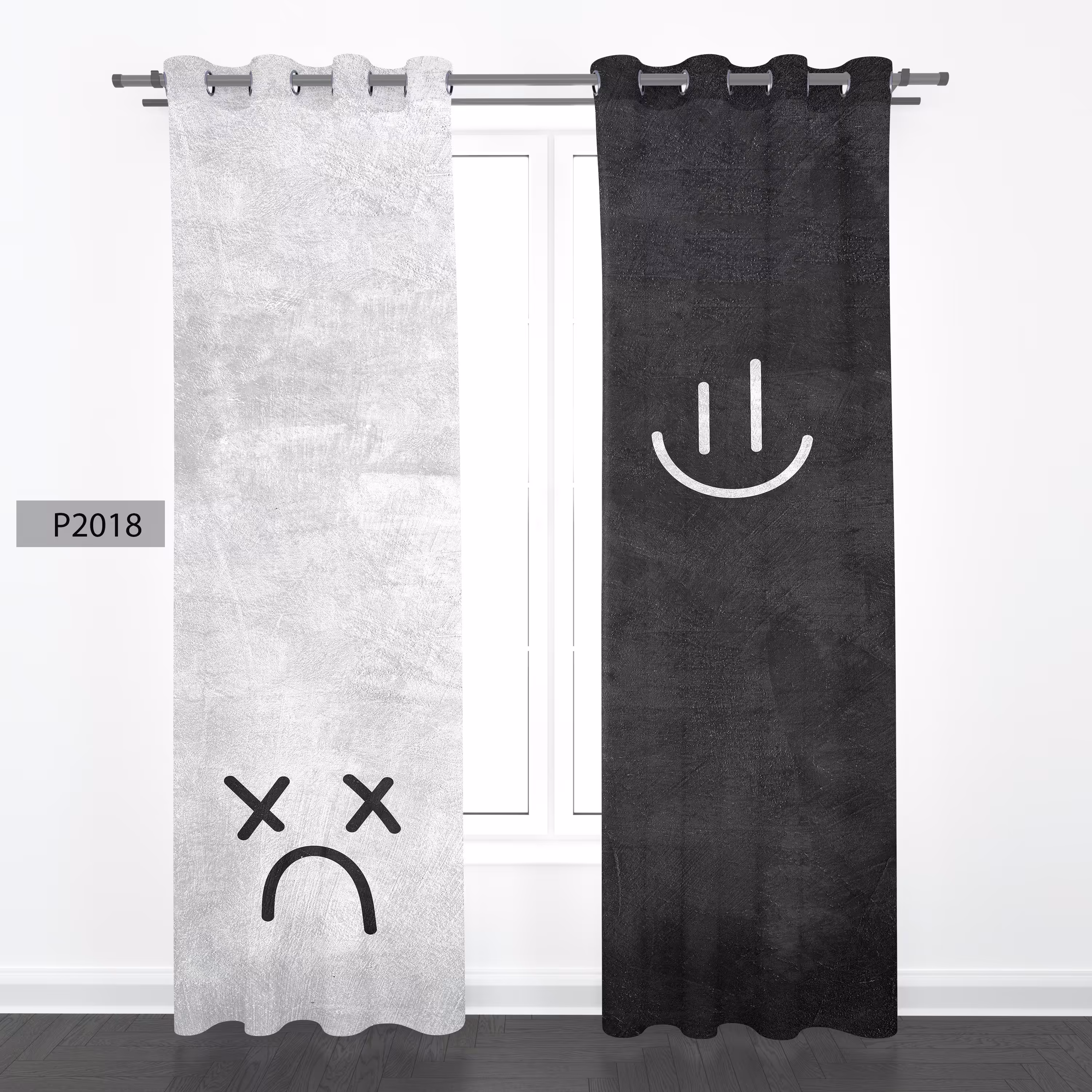 پرده هازان چاپی دو قواره دوخته شده پانچ شده هر قواره عرض 140ارتفاع190کد2018