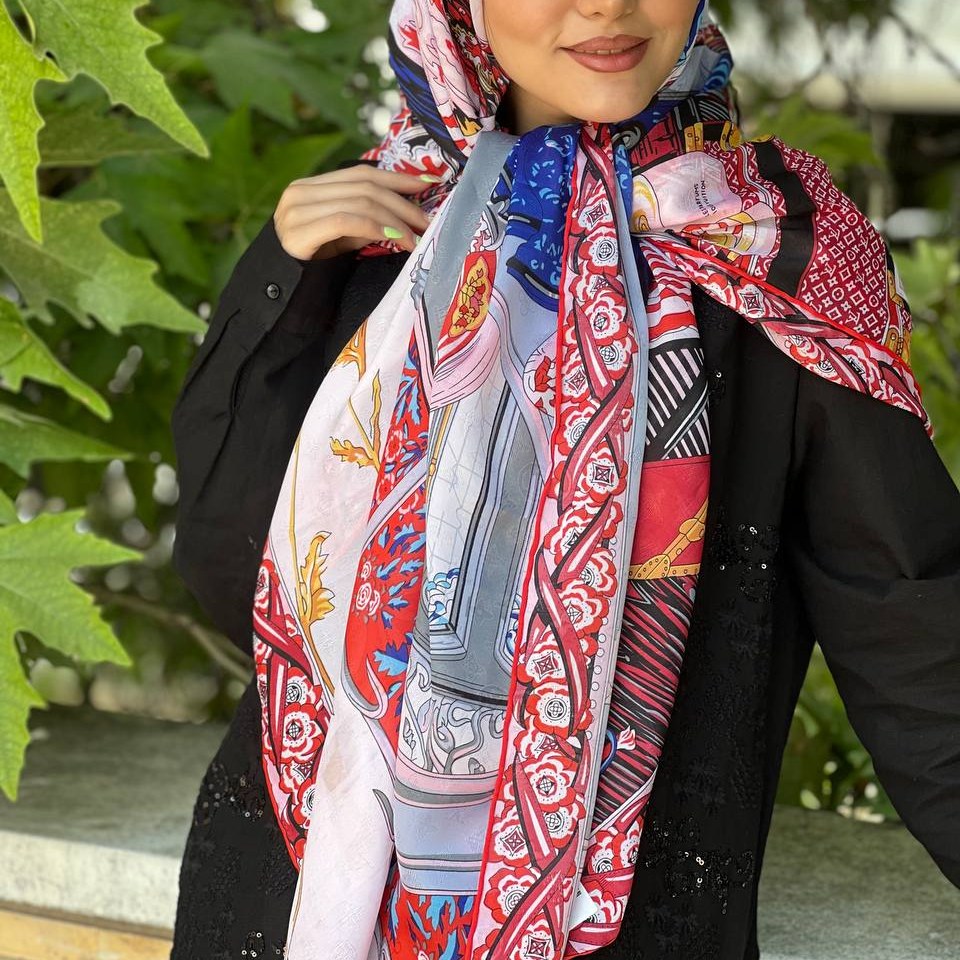 روسری ابریشم ژاکارد مجلسی کد 358