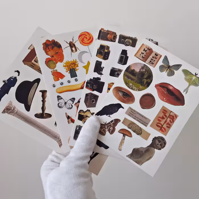 پک 4 عددی برچسب برش نخورده مناسب بولت ژورنال و اسکرپ بوک و کولاژ