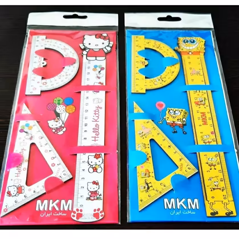 ست خط کش چوبی گونیا چوبی نقاله چوبی 