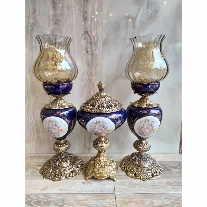 چراغ سرامیکی سرمه ای طرح فرشته کوره رفته ارسال رایگان 