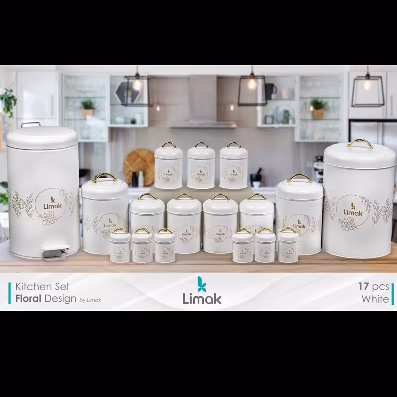 سرویس آشپزخانه (اورانوس) 17پارچه لیماک موجود در6 طرح و4رنگ مناسب برای جهیزیه (طرح فلورا) (پس کرایه)