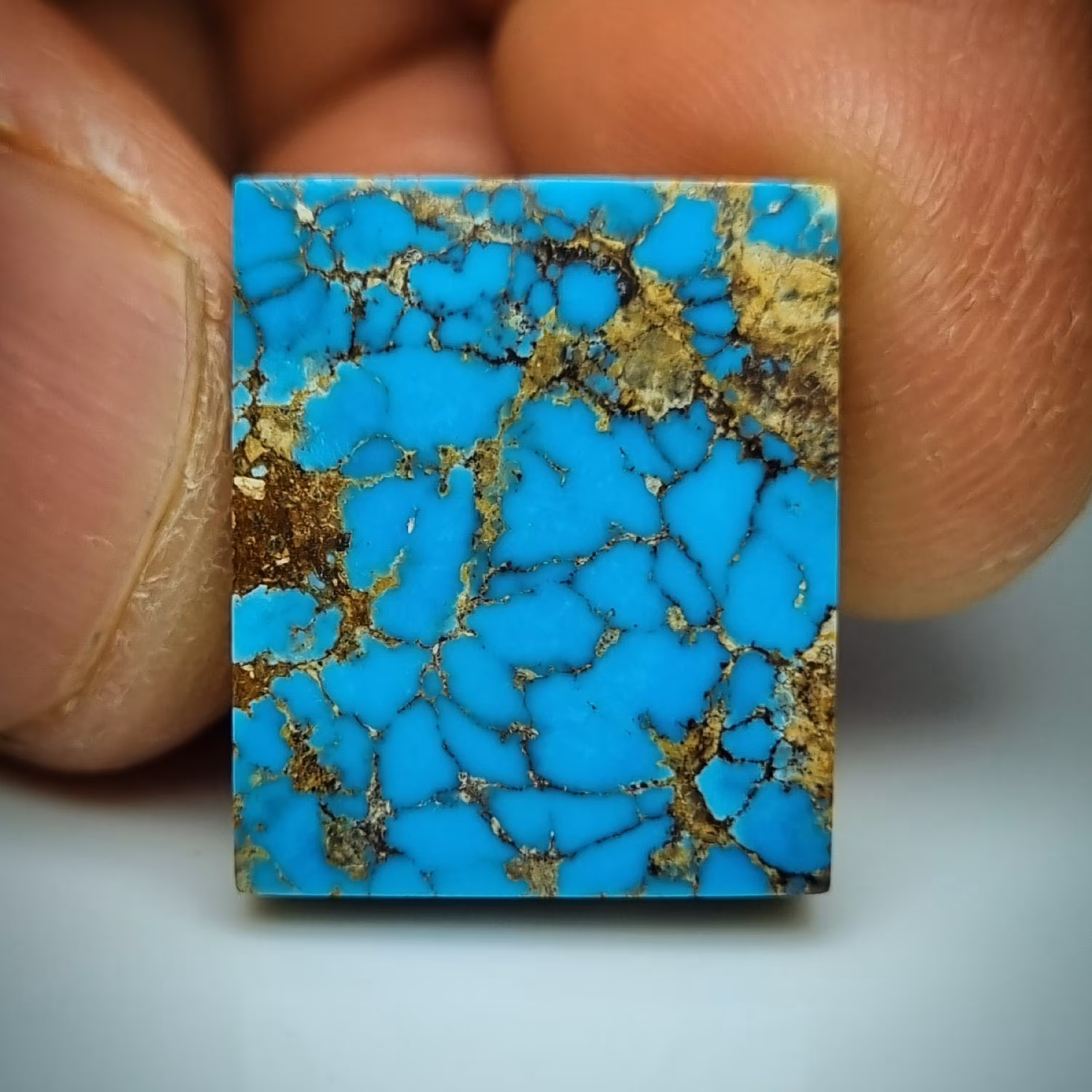 نگین فیروزه شجر رگه طلایی نیشابوری طبیعی 