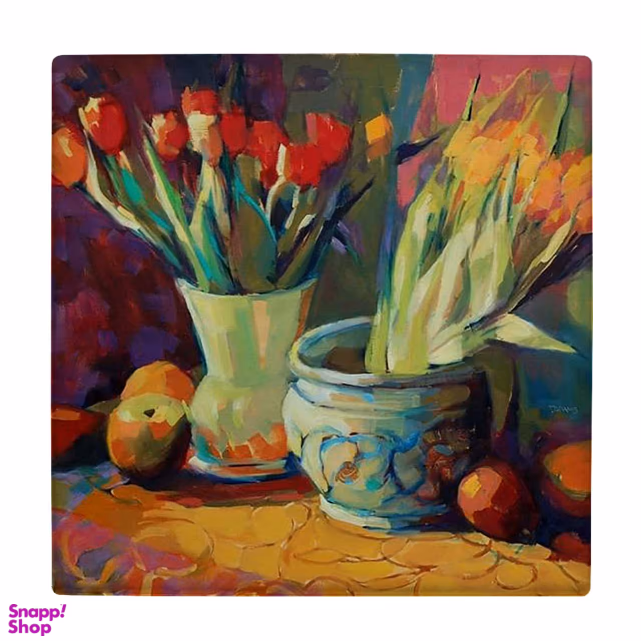 زیر لیوانی طرح نقاشی گلدان گل ها کد 6086864_5104