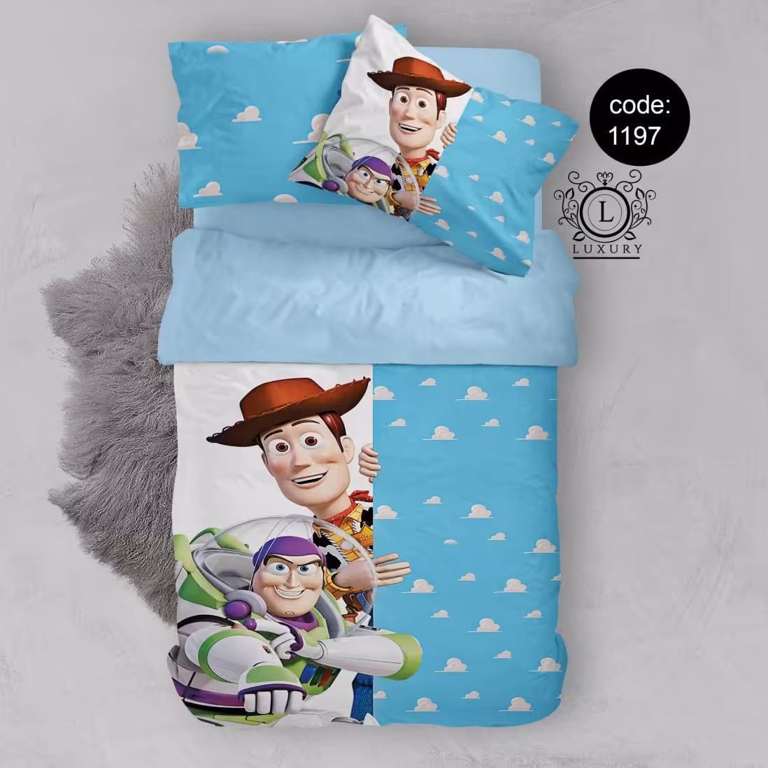 سرویس  روتختی تکنفره 4تکه چاپی قابل ست با پرده با انتخاب جنس پارچه کد1197