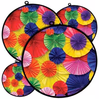 دمکنی ست چهار تکه پارچه ای مخمل دو رو چاپ طرح چتر رنگی سایز 20، 25، 30 و 35 مدل B21-1002 شرکت رنس