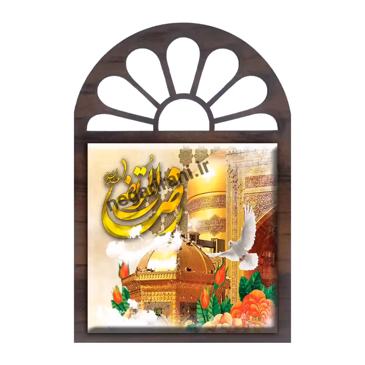 تندیس کاشی پنجره ای سقاخانه اسماعیل طلا مدل 2K 6