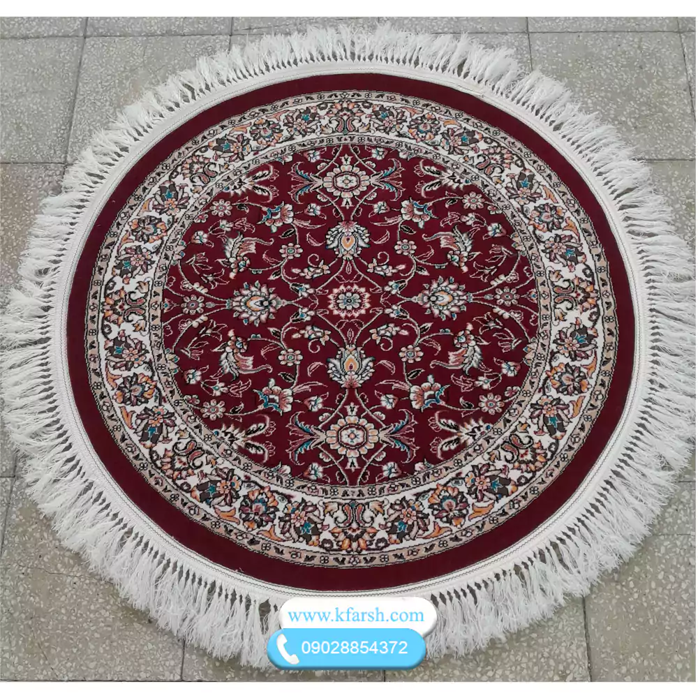 فرش گرد قرمز افشان طرح 700 (لاکی) قطر 1 و 1.5 و 2 متری