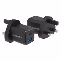 شارژر دیواری فست شارژ تایپ سی و یو اس بی 35 وات پاورولوژی PWCUQC023