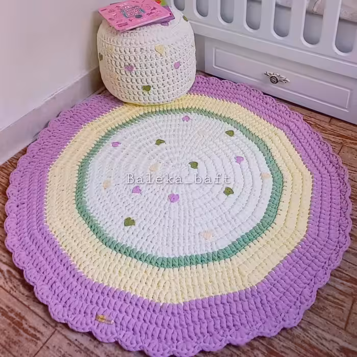 فرشینه تریکو دستبافت قابل شستشو نخ درجه یک