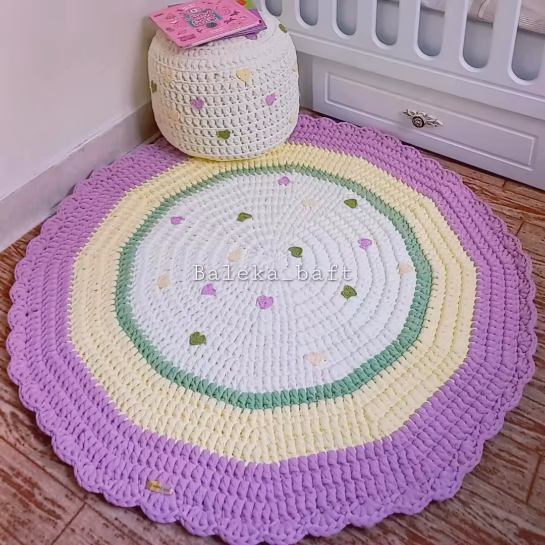 فرشینه تریکو دستبافت قابل شستشو نخ درجه یک