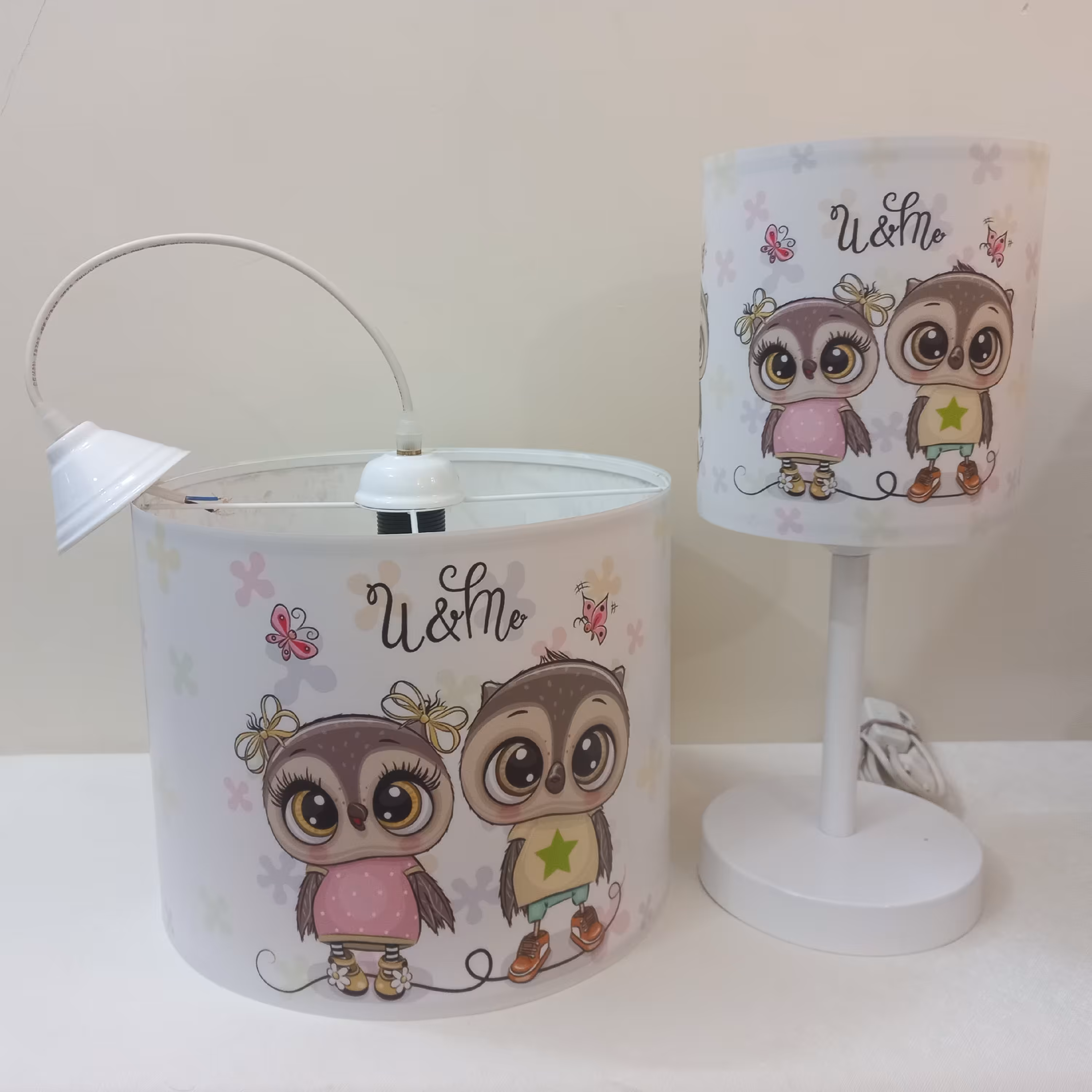  لوستر و آباژور کودک طرح دو جغد با نمک