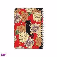 دفترچه یادداشت بامبیلیپ مدل چوبی طرح گل های چینی و گربه کد 6592522