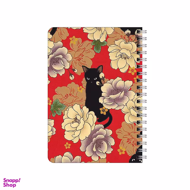 دفترچه یادداشت بامبیلیپ مدل چوبی طرح گل های چینی و گربه کد 6592522