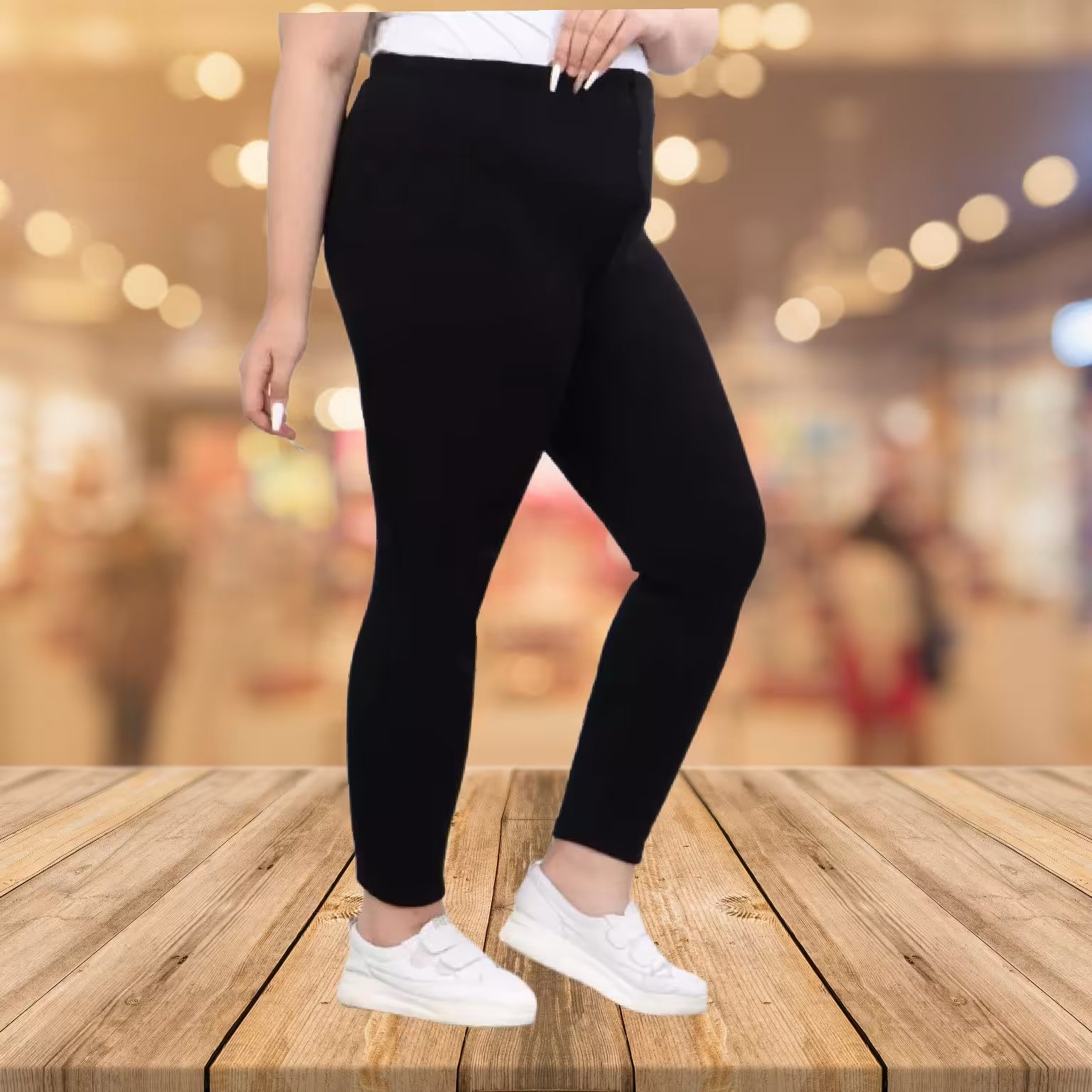 شلوار  توکرکی زنانه قواره بزرگ 42 تا 52 فول کش تک رنگ مشکی