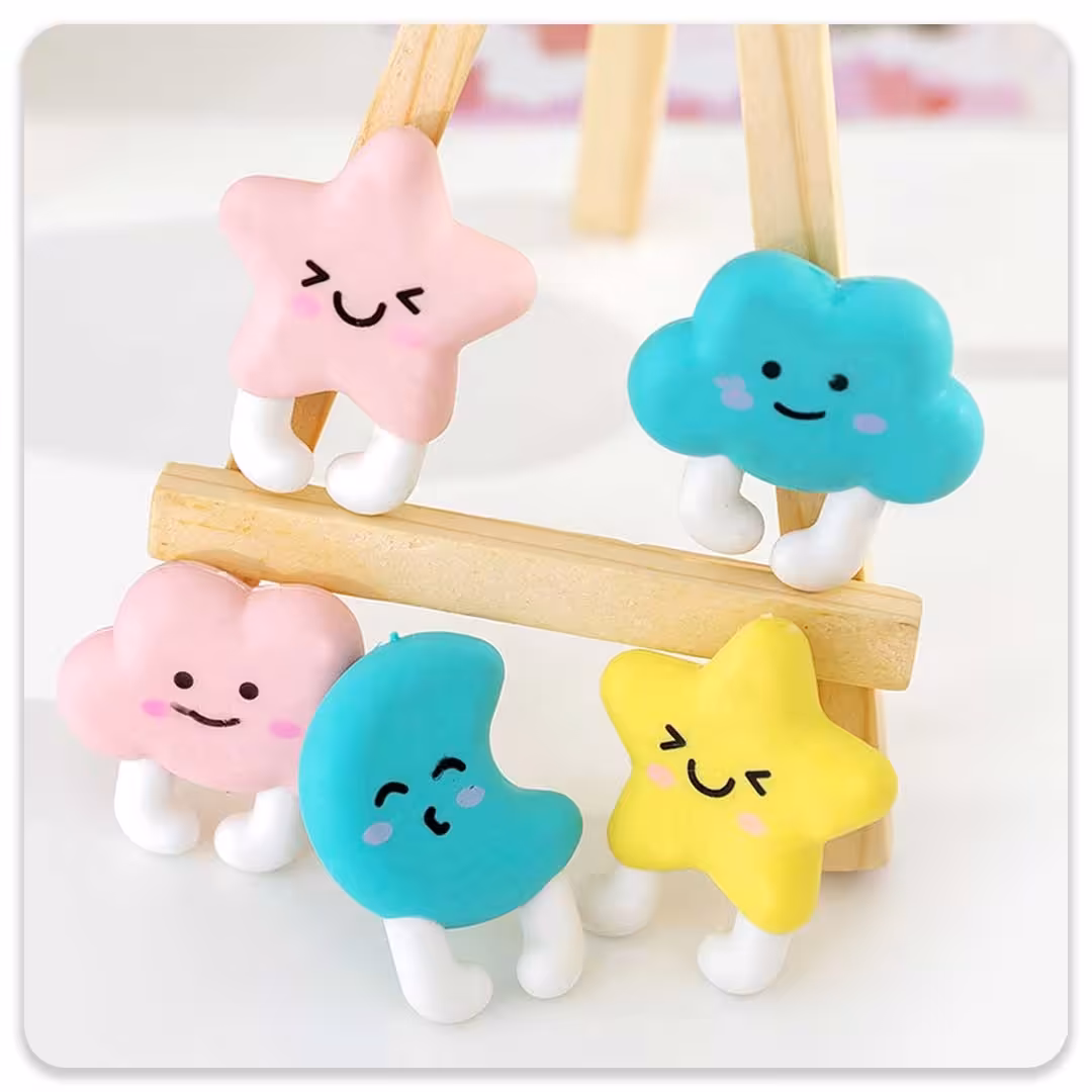 
پاک کن فانتزی 
 با کیفیت 
 دارای 3 طرح   ماه  ستاره  ابر
 دارای 3 رنگ  صورتی  آبی  زرد 
