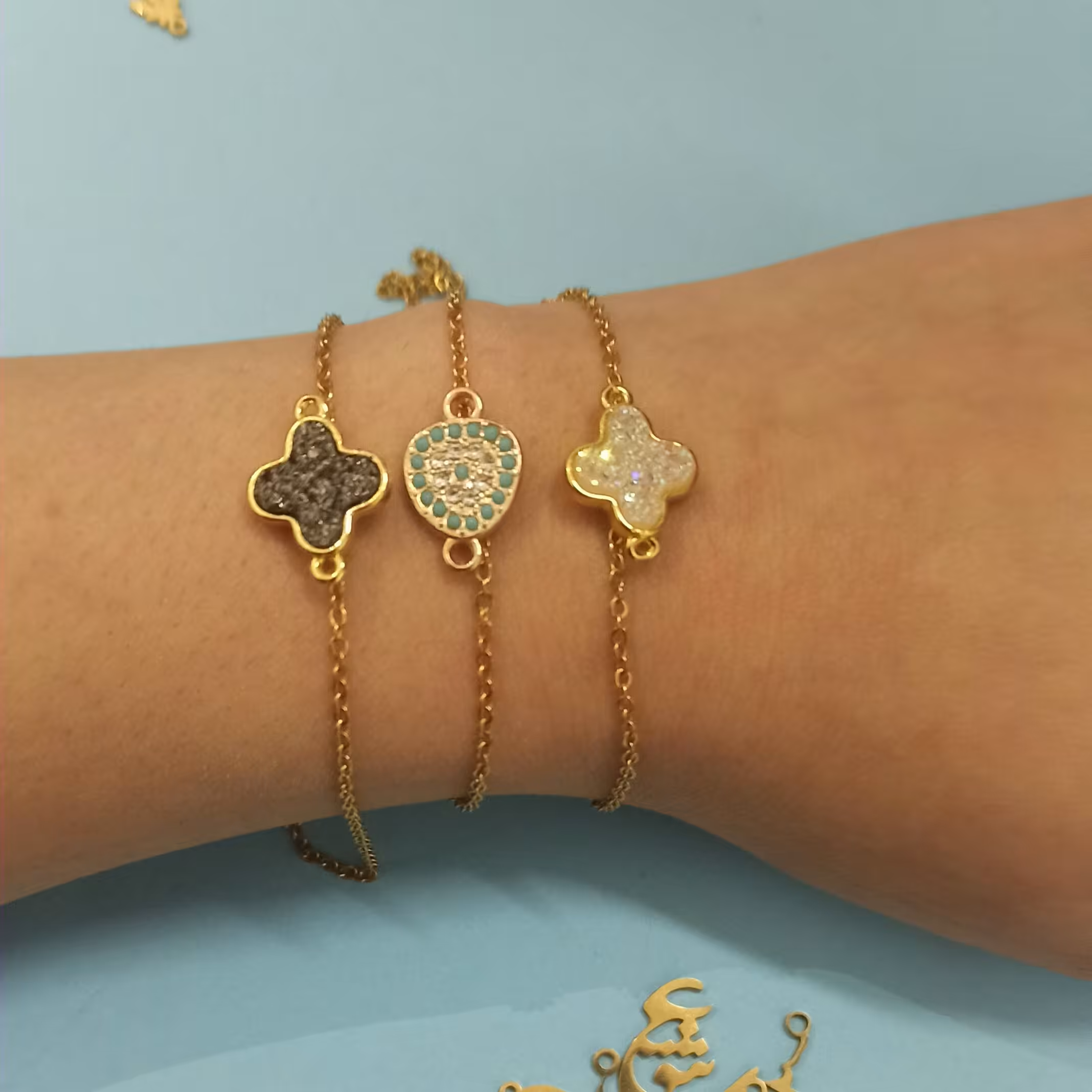 دستبند استیل نگینی