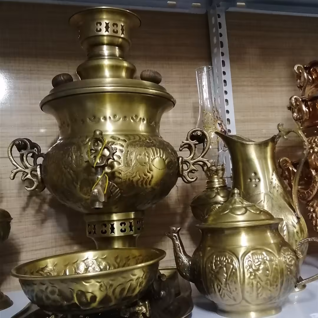 سماور زغالی 4 لیتری برنجی