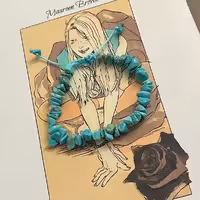 دستبند فیروزه آفریقایی سنگ اصل طبیعی چیپسی ساخته شده با بند دندلیون 