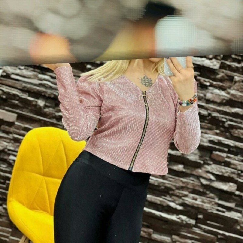 شومیز کراپ  تمام زیپ  پارچه حصیری 