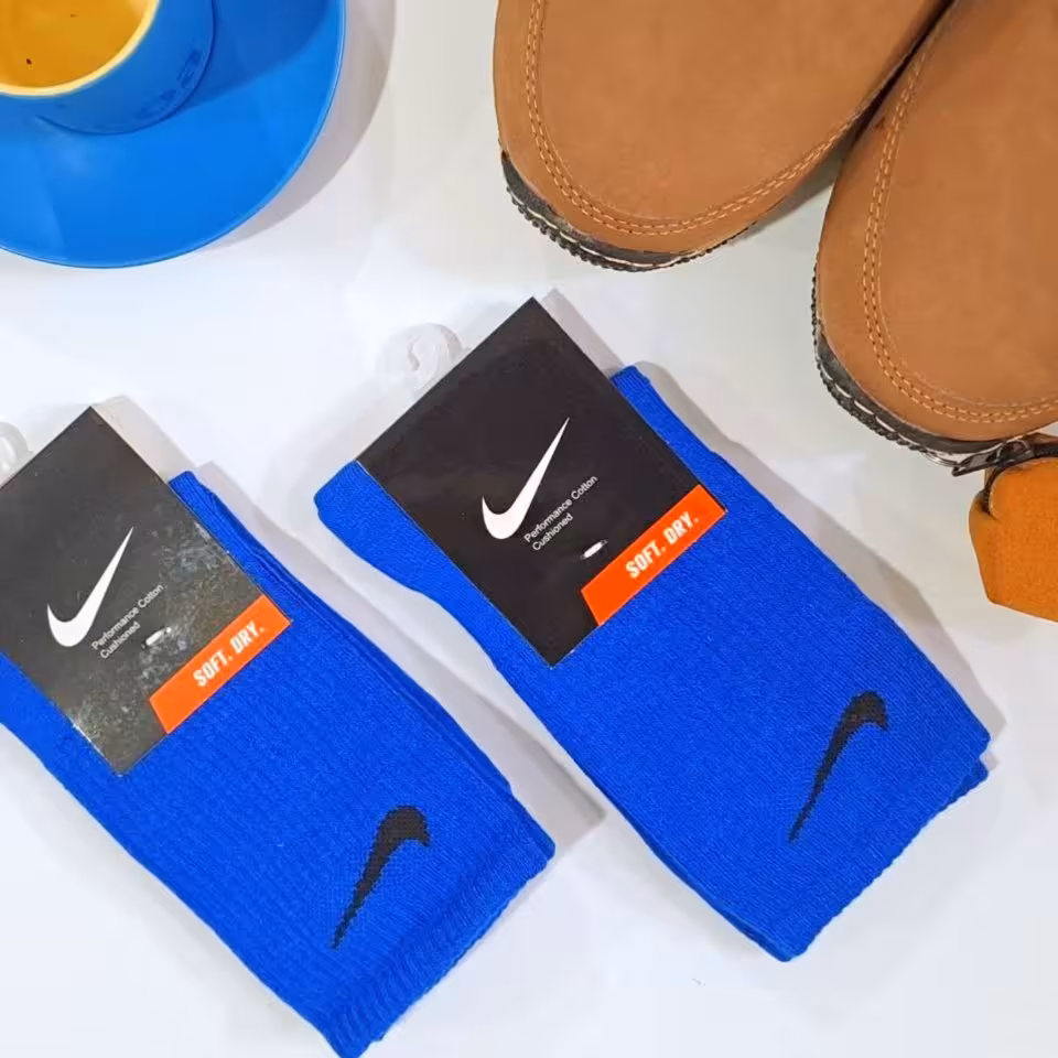 جوراب ساقدار پنبه اسپرت ابی تیره عمده (پک 10 جفتی)