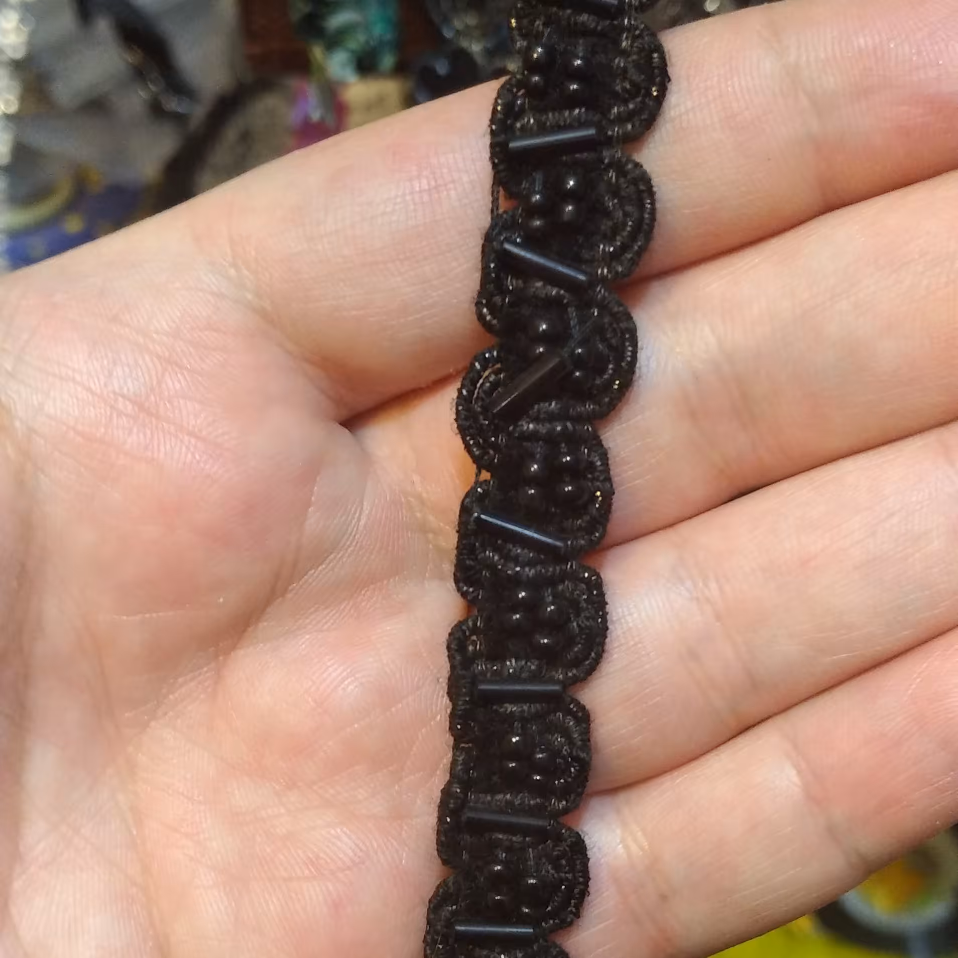 نوار ملیله دوزی مشکی عرض یک سانت 1متر