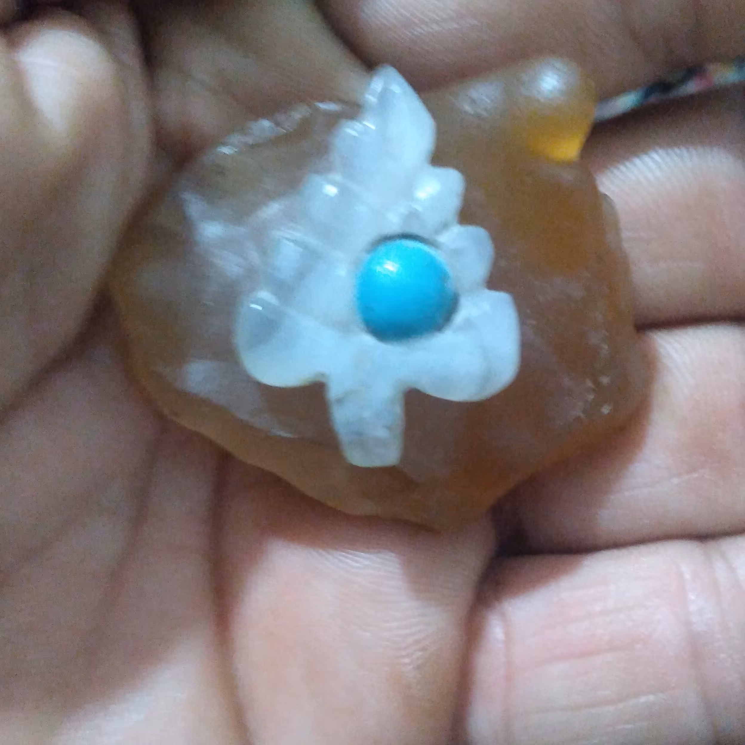 عقیق برگ با نگین فیروزه  کار دست