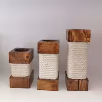 شمعدان سه تیکه چوبی