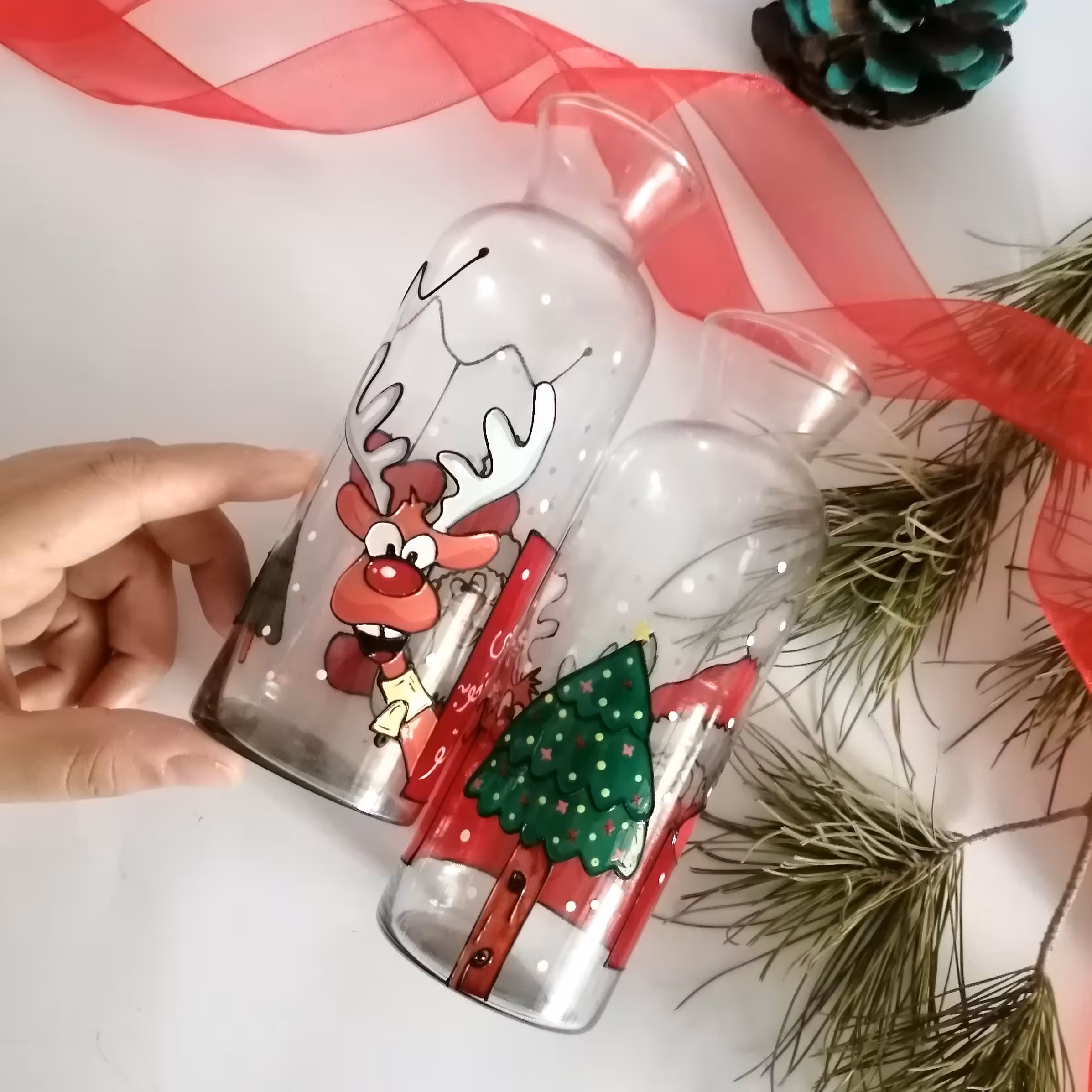 لیوان اسموتی شفاف کریسمسی