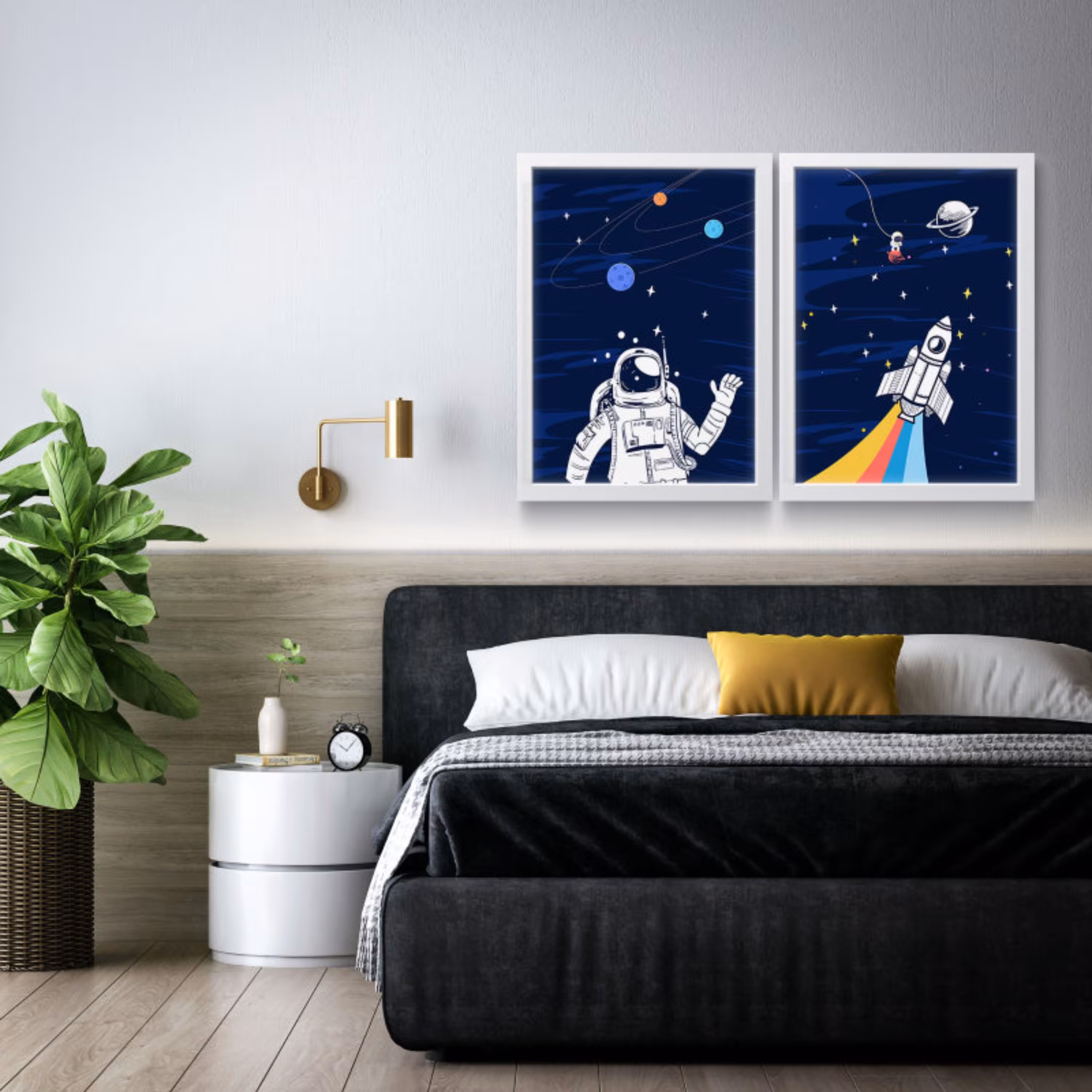 تابلو مدل دکوراتیو فضانورد کد N174 مجموعه 2 عددی