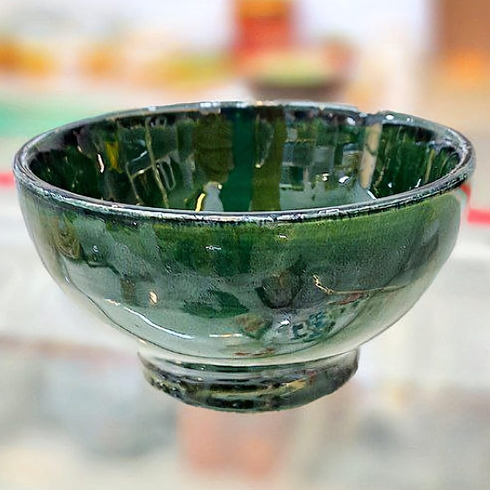 کاسه سفالی ترشی خوری سنتی سبز