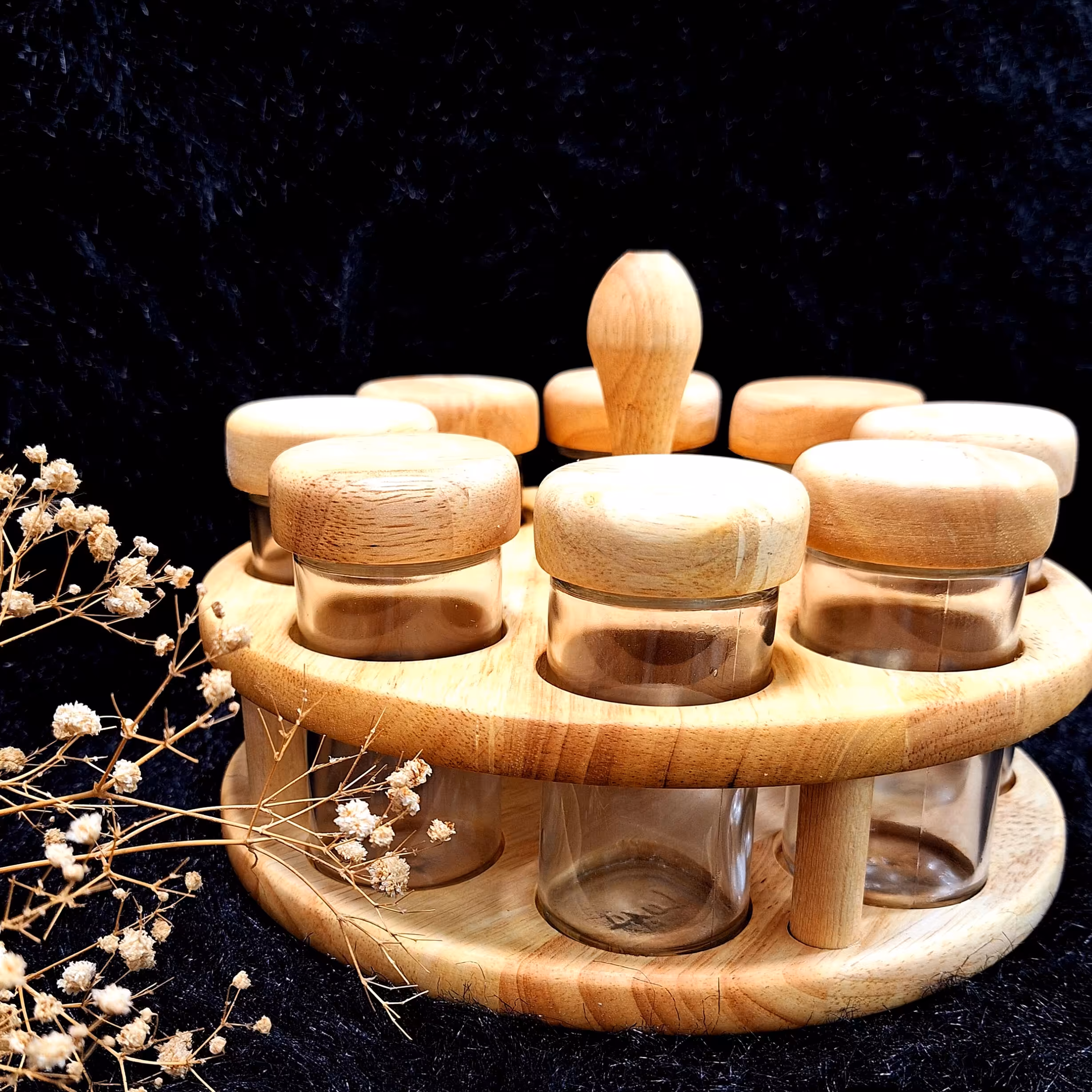 جا ادویه چوبی چرخان 8 تایی