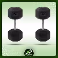 دمبل 6 ضلعی 15 کیلوگرمی بسته 2 عددی - مشخصات، قیمت و خرید